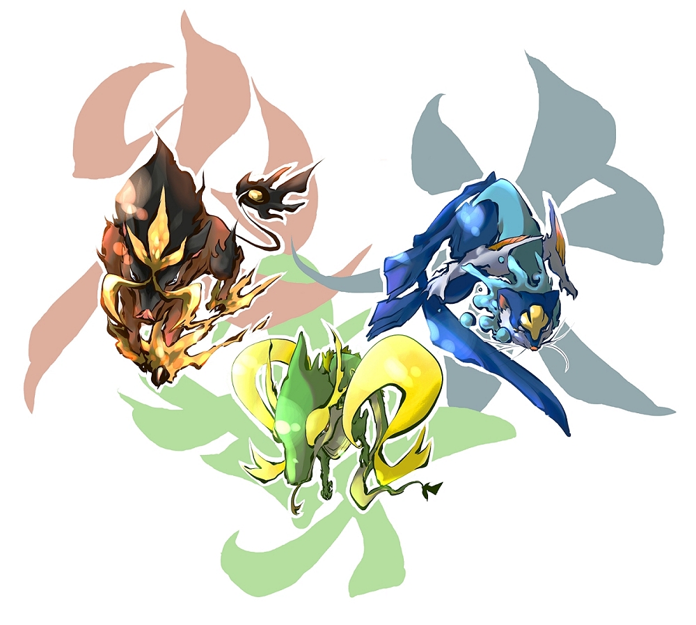 Snivy Oshawott And Tepig Pokemon Drawn By Tachi Kurogane13z Danbooru