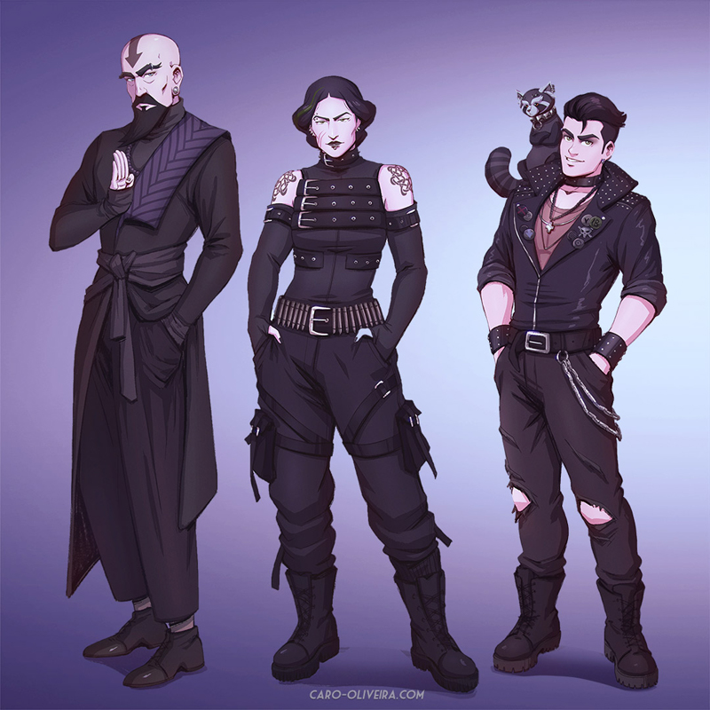 bolin, pabu, lin beifong, and tenzin (avatar legends and 1 more) drawn by caro_oliveira