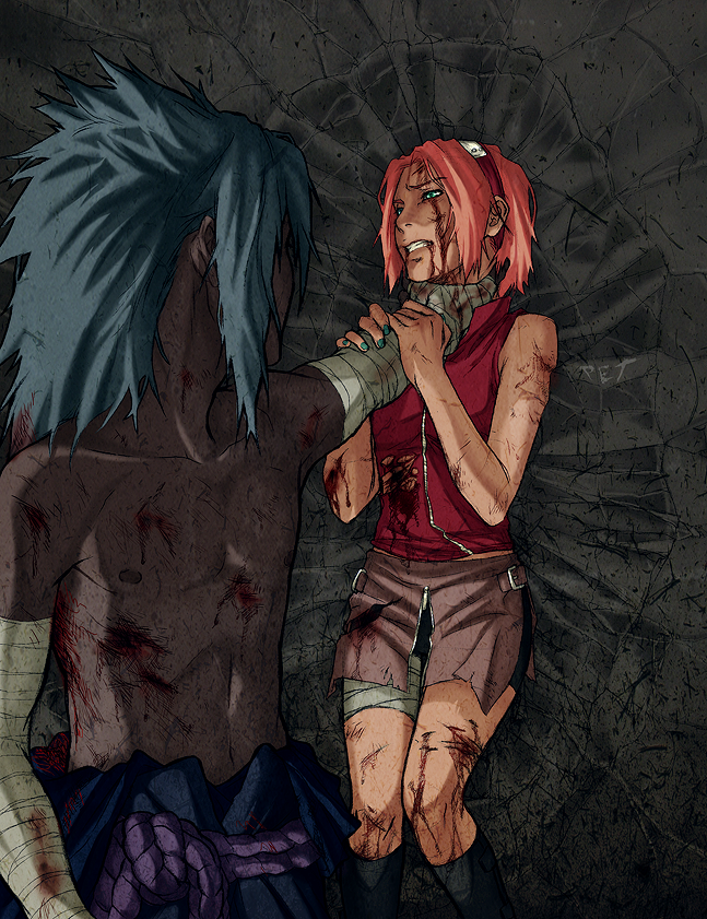 haruno sakura and uchiha sasuke (naruto) drawn by samurai-pet