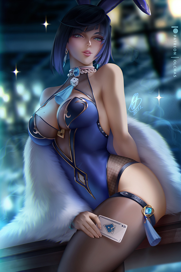 yelan (genshin impact) drawn by olchas