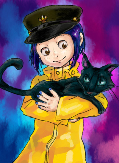 coraline jones and cat (coraline) drawn by kitaguchi