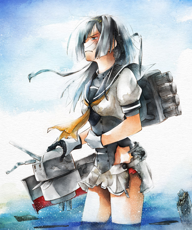 akizuki and chou-10cm-hou-chan (kantai collection) drawn by hinoru_saikusa