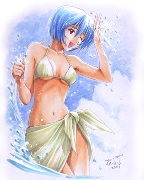 ayanami rei (neon genesis evangelion) drawn by yu-mi