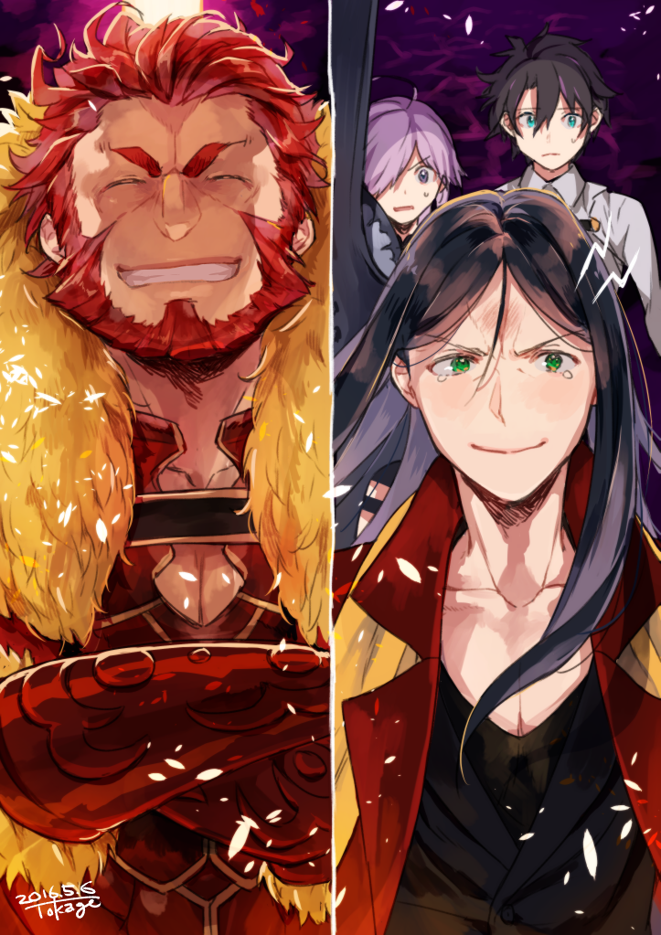 mash kyrielight, fujimaru ritsuka, iskandar, waver velvet, and lord el-melloi ii (fate and 3 more) drawn by ichikura_tokage