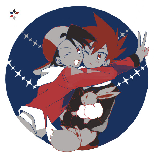 eevee, ethan, and blue oak (pokemon and 1 more) drawn by smcms-m