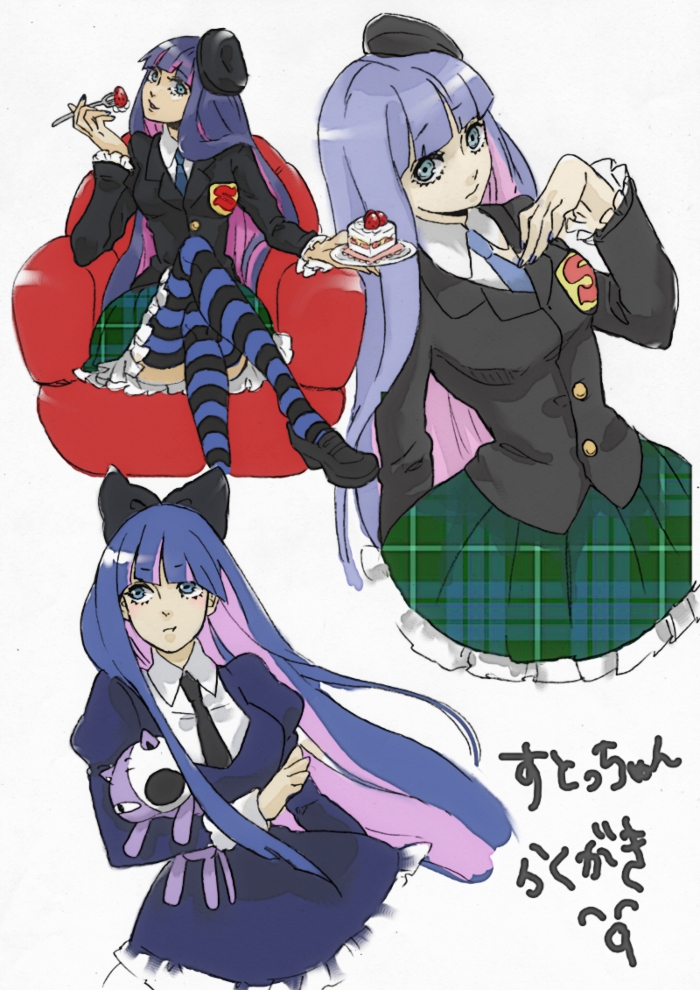 stocking and honekoneko (panty & stocking with garterbelt) drawn by den_(0nov25)