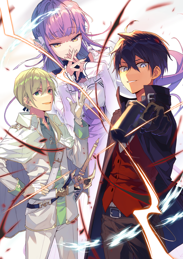 lugh tuatha de, nevan romanlung, and naoise gephis (sekai saikou no ansatsusha isekai kizoku ni tensei suru) drawn by reia