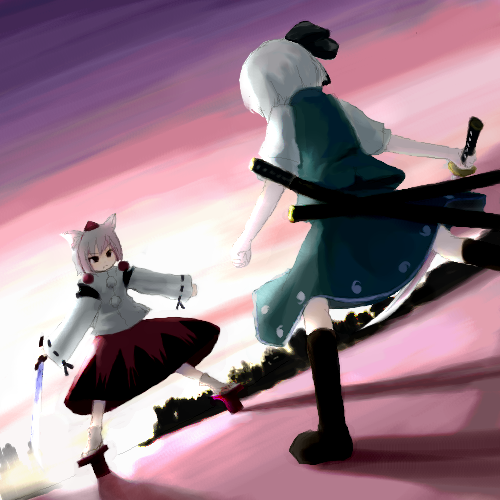 konpaku youmu and inubashiri momiji (touhou) drawn by tsubasa_(abchipika)
