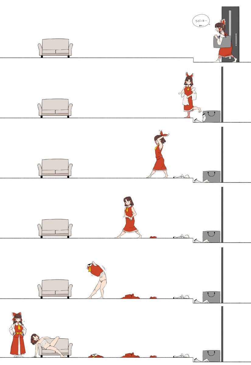 hakurei reimu, benikurage, and kanna (touhou and 1 more) drawn by ohasi