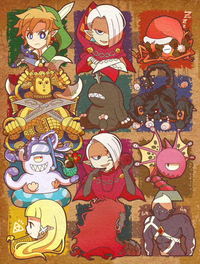 link, princess zelda, ghirahim, demise, the imprisoned, and 5 more (the legend of zelda and 1 more) drawn by rainohmok3