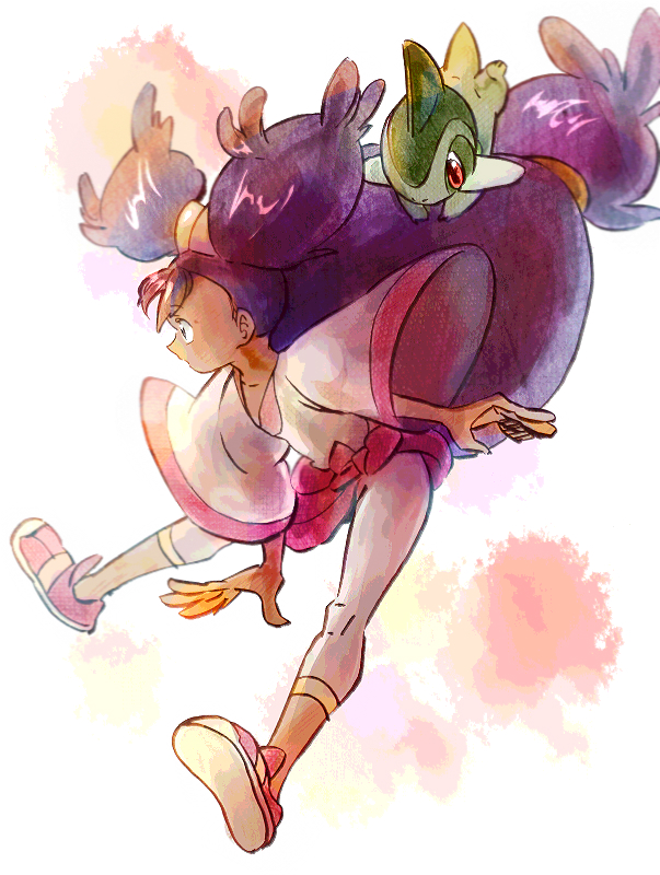 iris and axew (pokemon and 1 more) drawn by skyloop19
