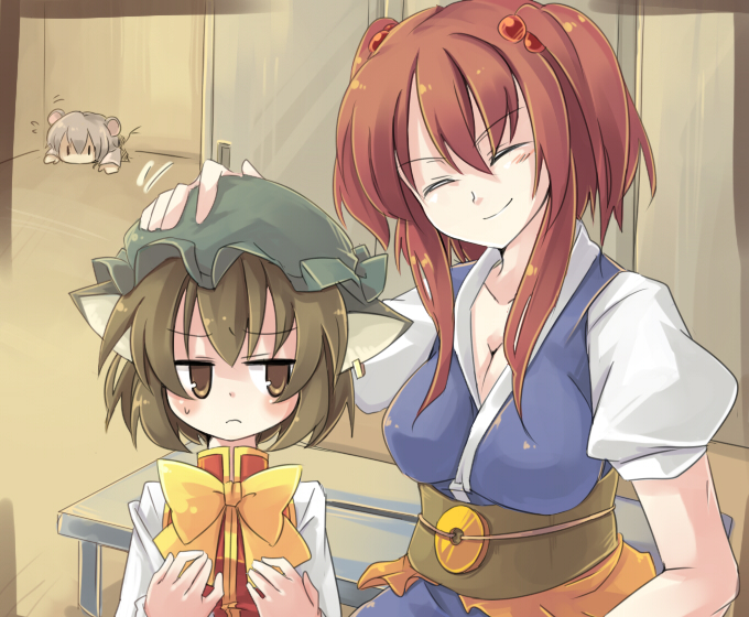 chen, nazrin, and onozuka komachi (touhou) drawn by tsukino-p