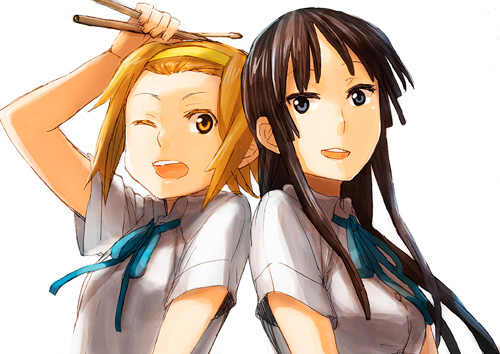 akiyama mio and tainaka ritsu (k-on!) drawn by fukutarou_(enji127)