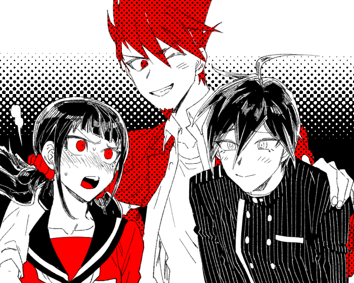 saihara shuichi, harukawa maki, and momota kaito (danganronpa and 1 more) drawn by uurin