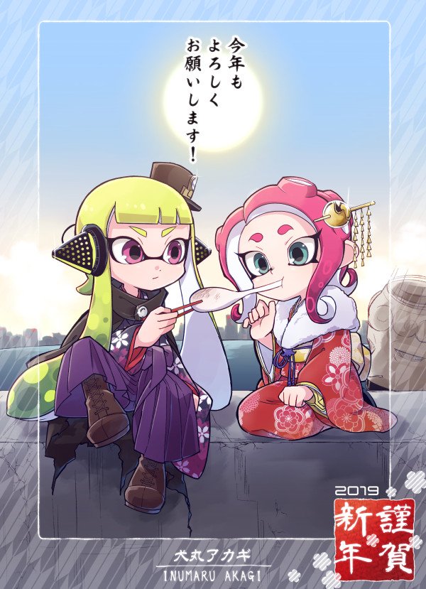 agent 8 and agent 3 (splatoon and 1 more) drawn by inumaru_akagi