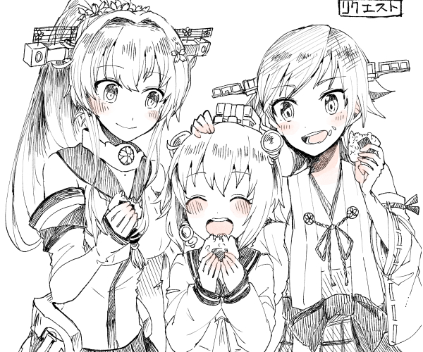 yukikaze, yamato, and hiei (kantai collection) drawn by itomugi-kun