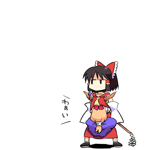 hakurei reimu and ibuki suika (touhou) drawn by takadoya