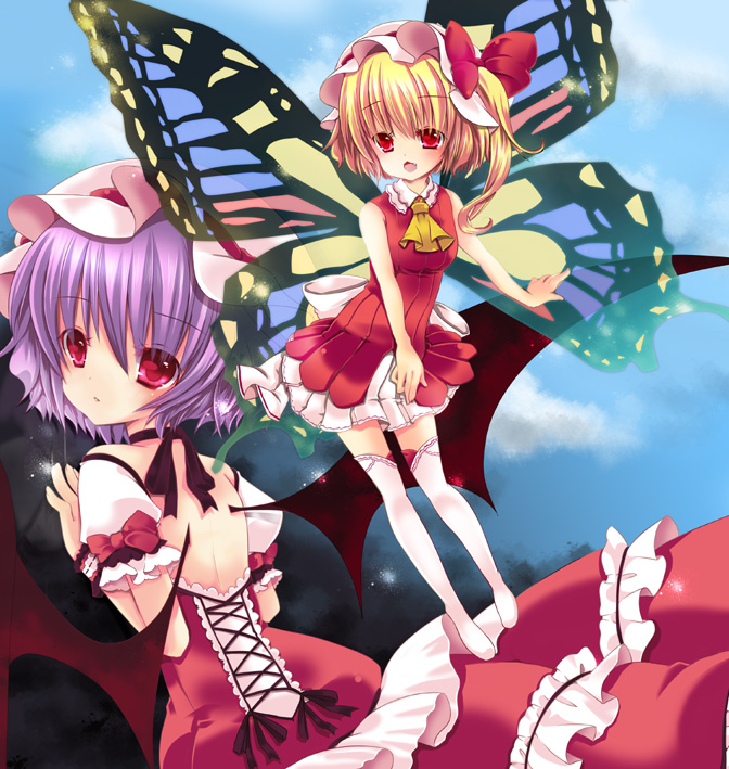 remilia scarlet and flandre scarlet (touhou) drawn by ichiru_(yuzu-an)
