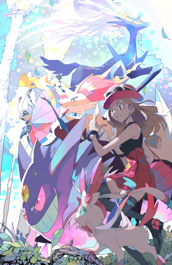 serena, sylveon, gengar, delphox, vivillon, and 2 more (pokemon and 1 more) drawn by e_volution
