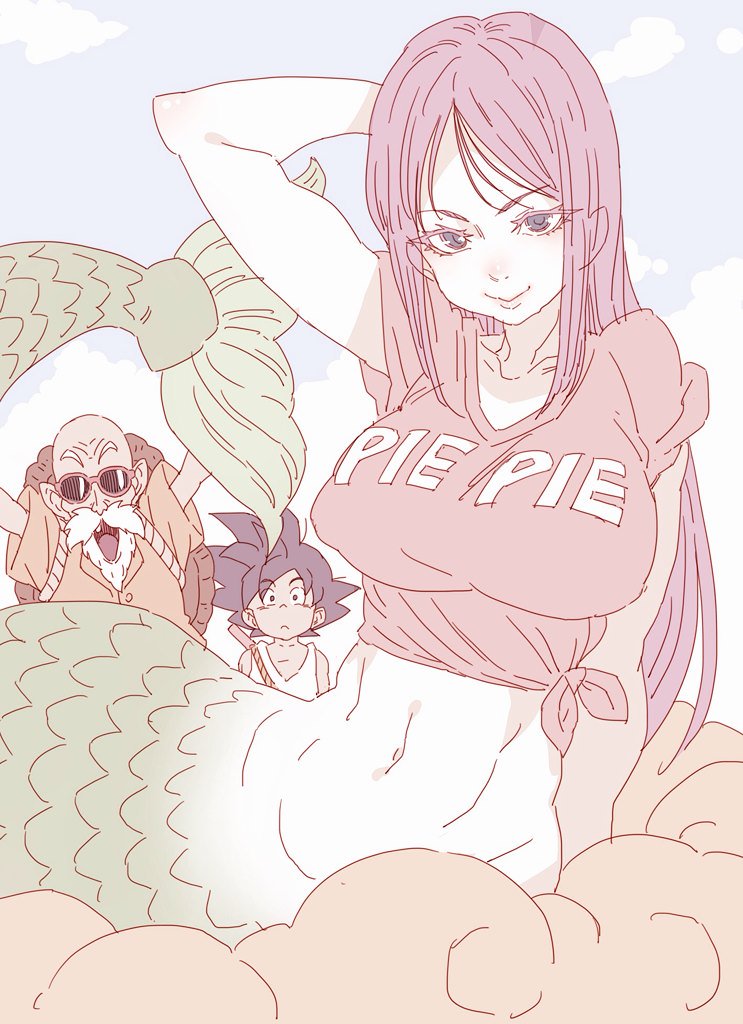 son goku, muten roushi, and mermaid (dragon ball) drawn by tasaka_shinnosuke