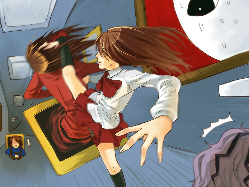 ib, garry, lady in red, and lady in blue (ib) drawn by fio_xiang