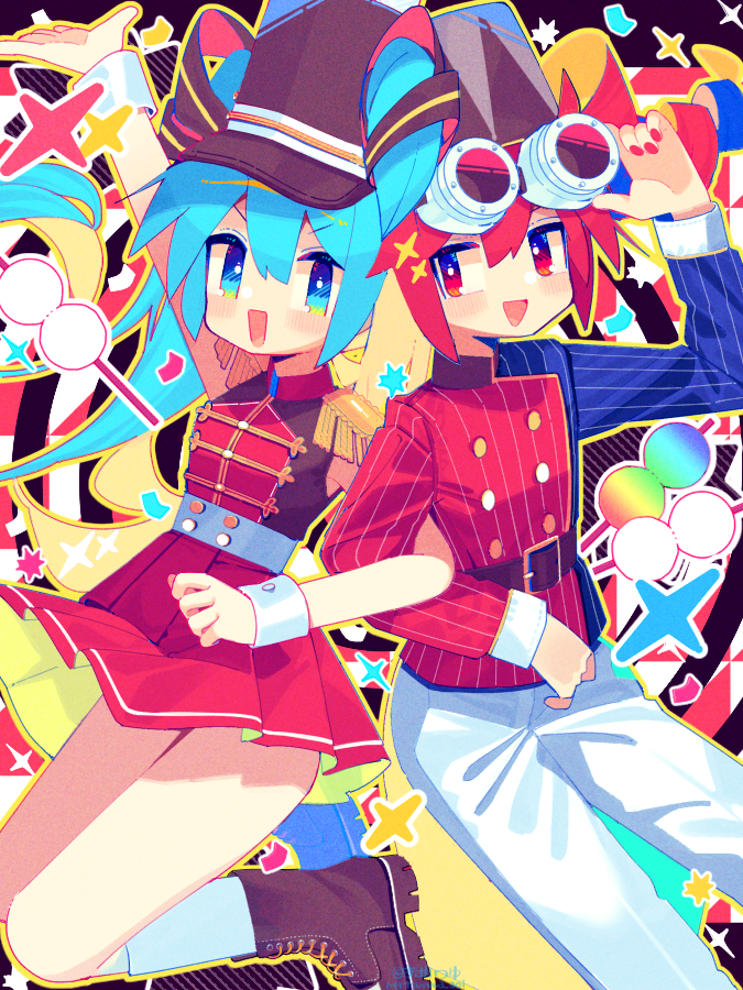 hatsune miku and kasane teto (vocaloid and 2 more) drawn by aoi_tsuyu