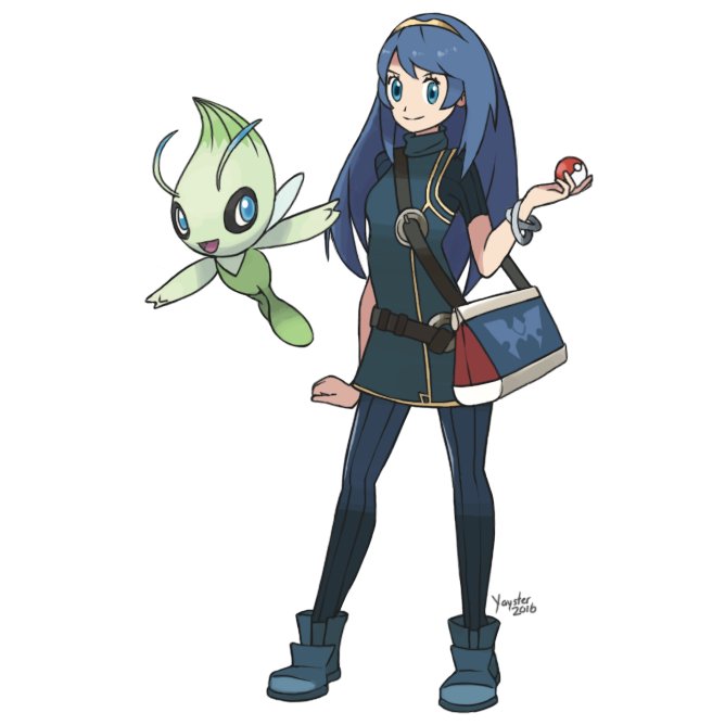lucina and celebi (pokemon and 2 more) drawn by yayster