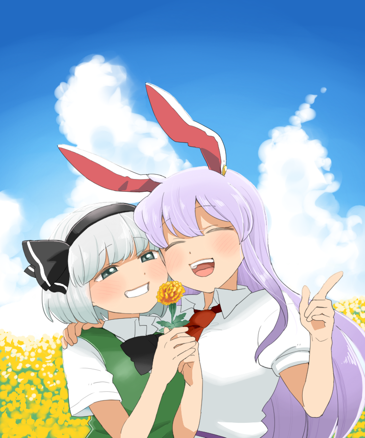 konpaku youmu and reisen udongein inaba (touhou) drawn by koyama_shigeru