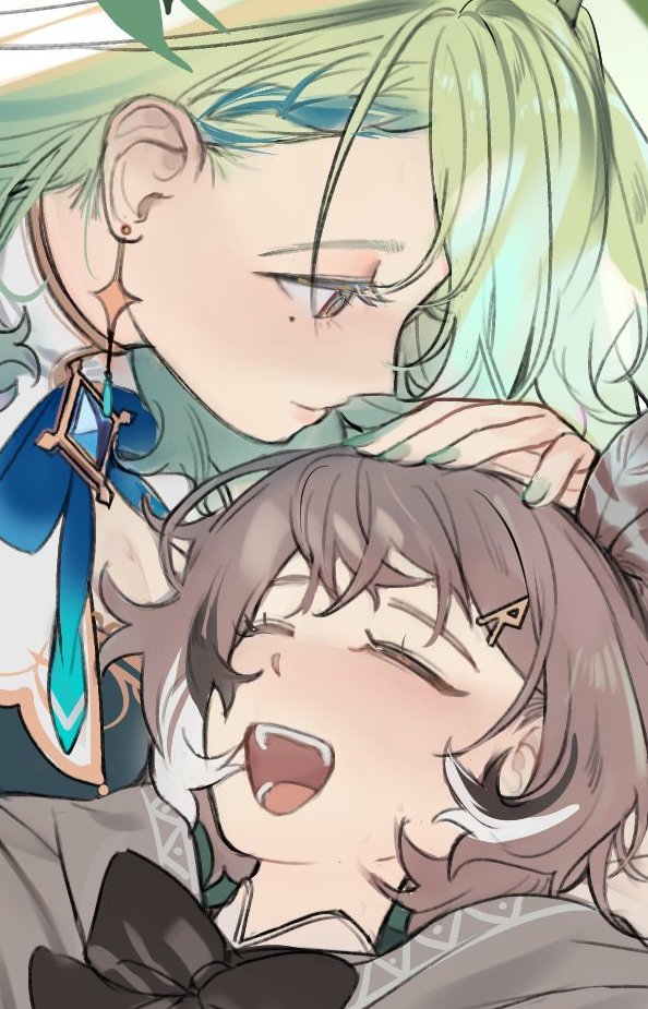 nanashi mumei and ceres fauna (hololive and 1 more) drawn by eus_ing