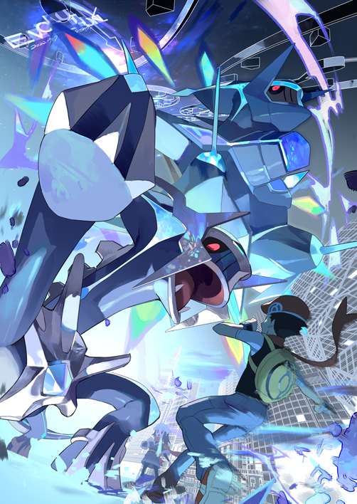 akari, lucas, and dialga (pokemon and 2 more) drawn by e_volution