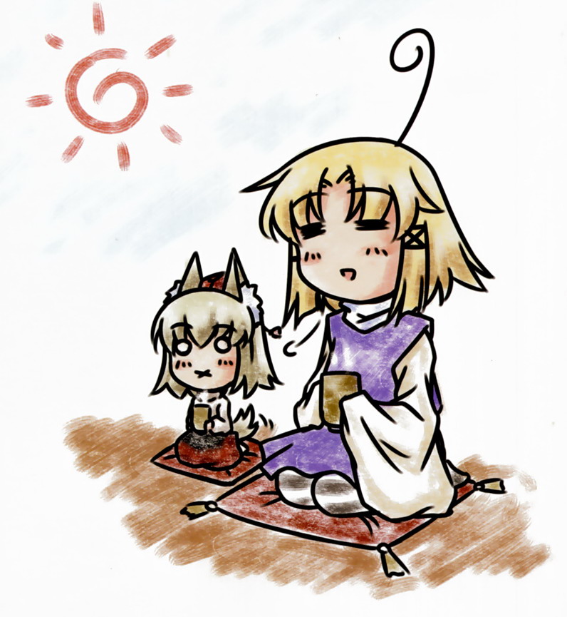 inubashiri momiji and moriya suwako (touhou) drawn by yuzu_momo