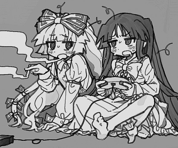 fujiwara no mokou and houraisan kaguya (touhou) drawn by chosocir