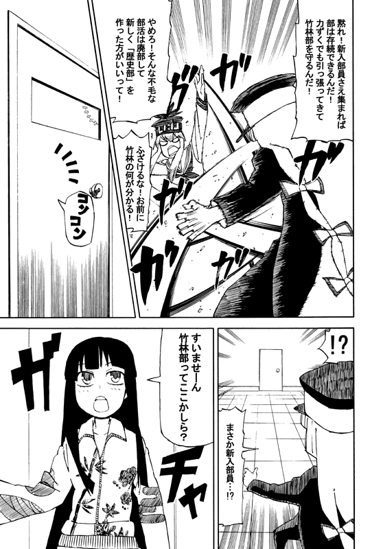 fujiwara no mokou, kamishirasawa keine, and houraisan kaguya (touhou) drawn by yaza