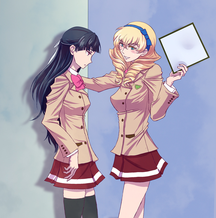 rukino saki and ninomiya takahi (kakumeiki valvrave) drawn by nui_(chiyoko0629)