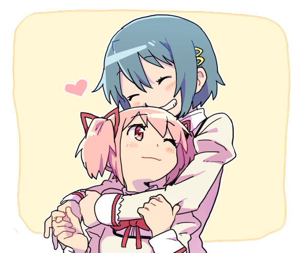 kaname madoka and miki sayaka (mahou shoujo madoka magica) drawn by yoplait