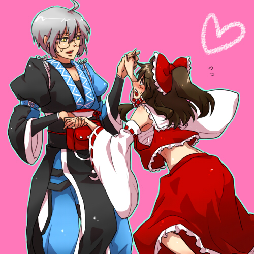 hakurei reimu and morichika rinnosuke (touhou) drawn by mario_(gkmario)