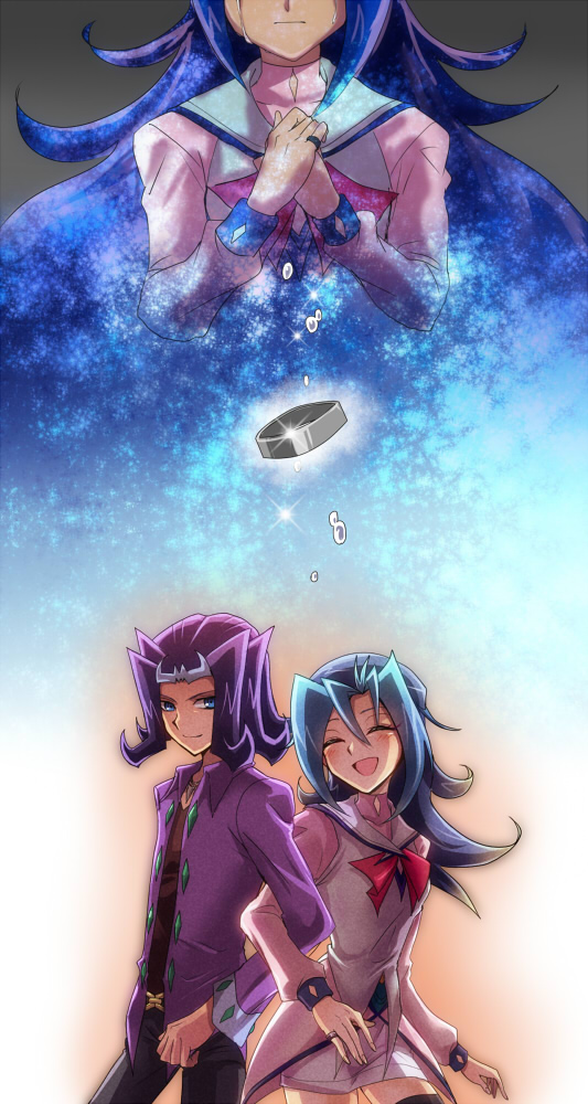 kamishiro rio and kamishiro ryouga (yu-gi-oh! and 1 more) drawn by raijin-bh
