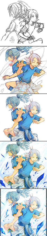 kazemaru ichirouta and fubuki shirou (inazuma eleven) drawn by yuhazu_(rhe-rhe)