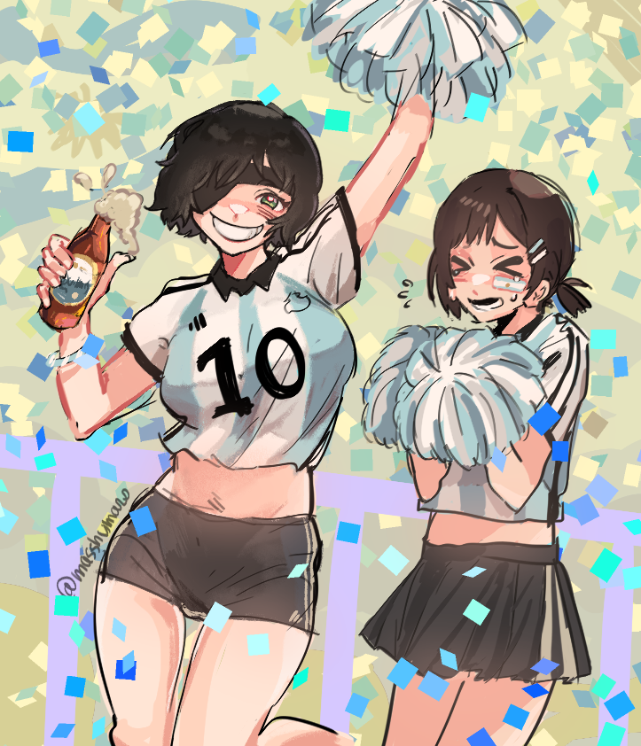 higashiyama kobeni, himeno, and lionel messi (chainsaw man and 3 more) drawn by masshumaro