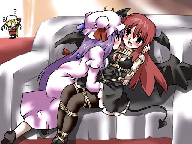 flandre scarlet, patchouli knowledge, and koakuma (touhou) drawn by lilish
