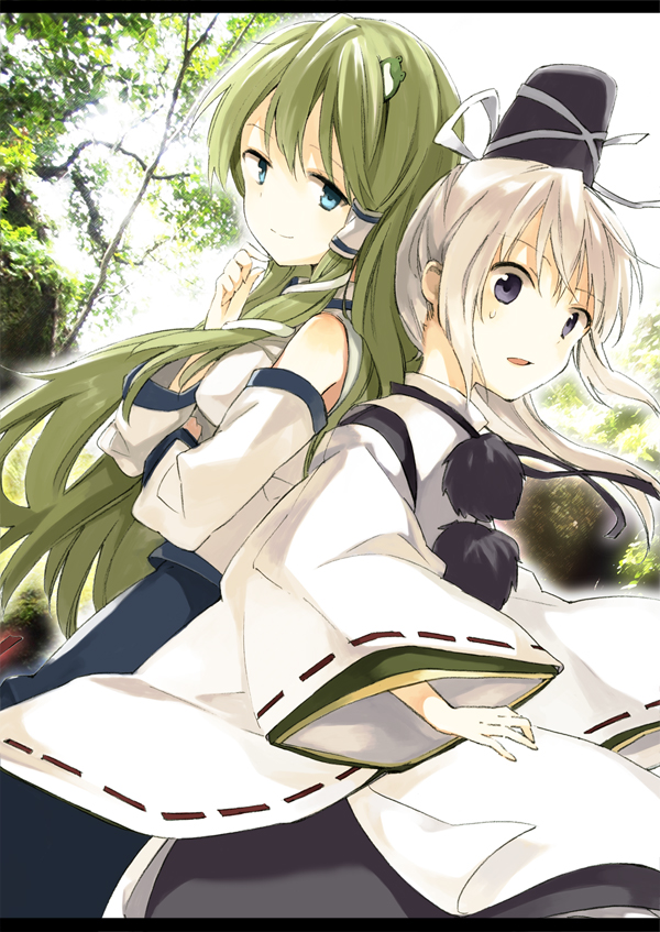 kochiya sanae and mononobe no futo (touhou) drawn by fujiyama