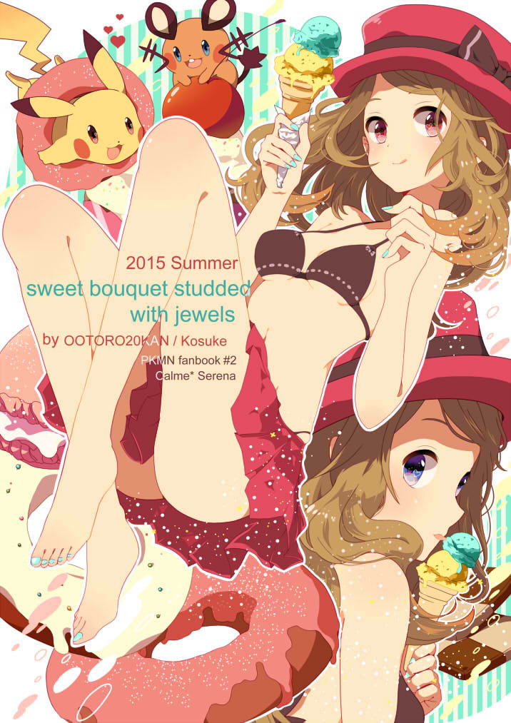 pikachu, serena, and dedenne (pokemon) drawn by kosuke_(ko_sk)