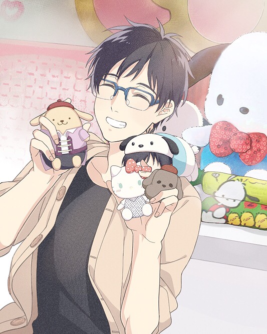 katsuki yuuri, hello kitty, pompompurin, pochacco, and pi-chan (sanrio and 3 more) drawn by al_(ahr)