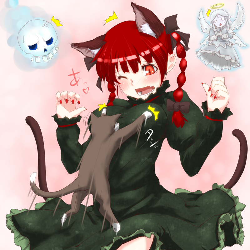 kaenbyou rin and zombie fairy (touhou) drawn by soubi