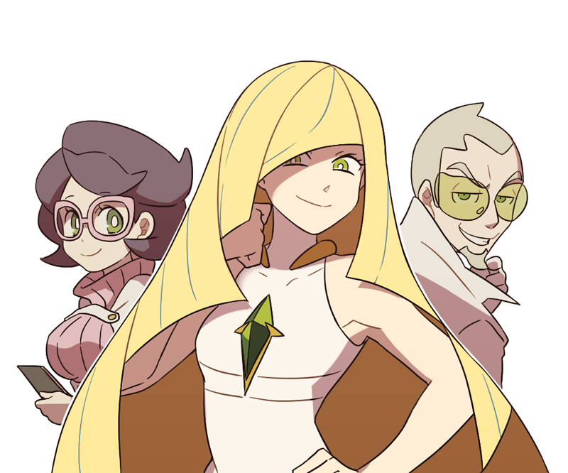 lusamine, wicke, and faba (pokemon and 1 more) drawn by ssalbulre
