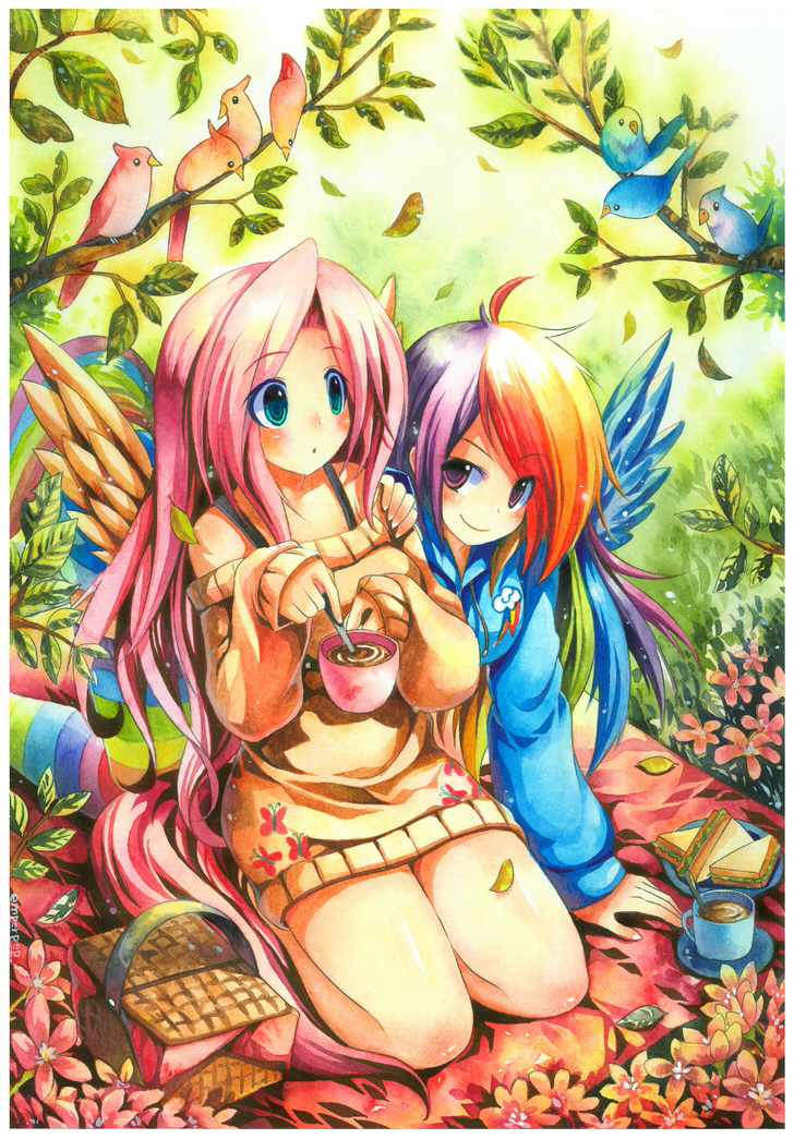 fluttershy and rainbow dash (my little pony and 1 more) drawn by emperpep