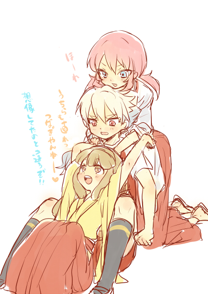 kirino ranmaru, hakuryuu, and nanobana kinako (inazuma eleven and 2 more) drawn by tobi_(one)
