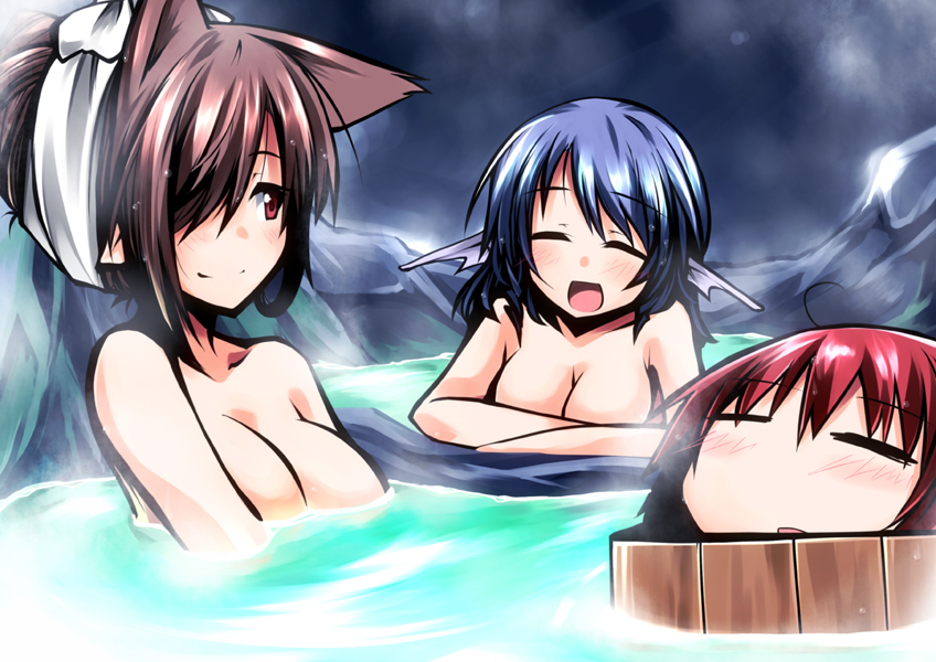 imaizumi kagerou, sekibanki, and wakasagihime (touhou) drawn by hemogurobin_a1c
