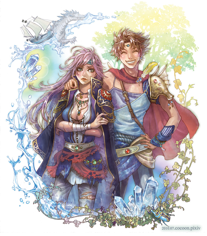 faris scherwiz, bartz klauser, exdeath, and syldra (final fantasy and 1 more) drawn by cocoon_(yuming4976)