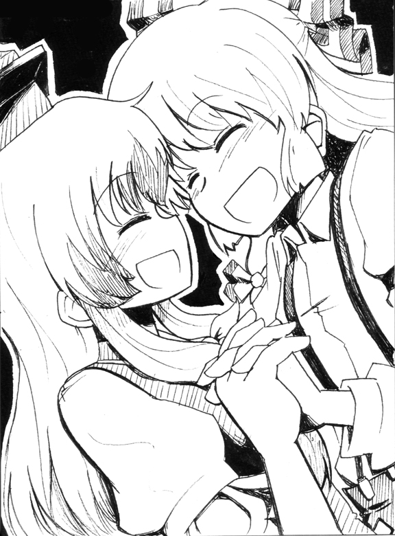 fujiwara no mokou and kamishirasawa keine (touhou) drawn by hariyaa
